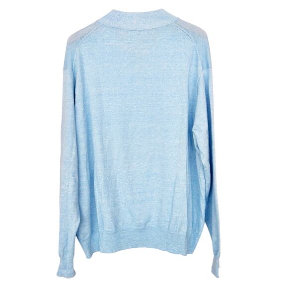 Peter Millar Crown Cool Light Blue Merino Wool Linen Quarter Zip Sweater Sz XXL - Picture 5 of 6